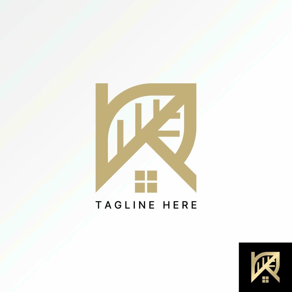 Logo design graphic concept creative premium abstract vector stock unique initial letter K font leaf roof house. Related monogram home property nature