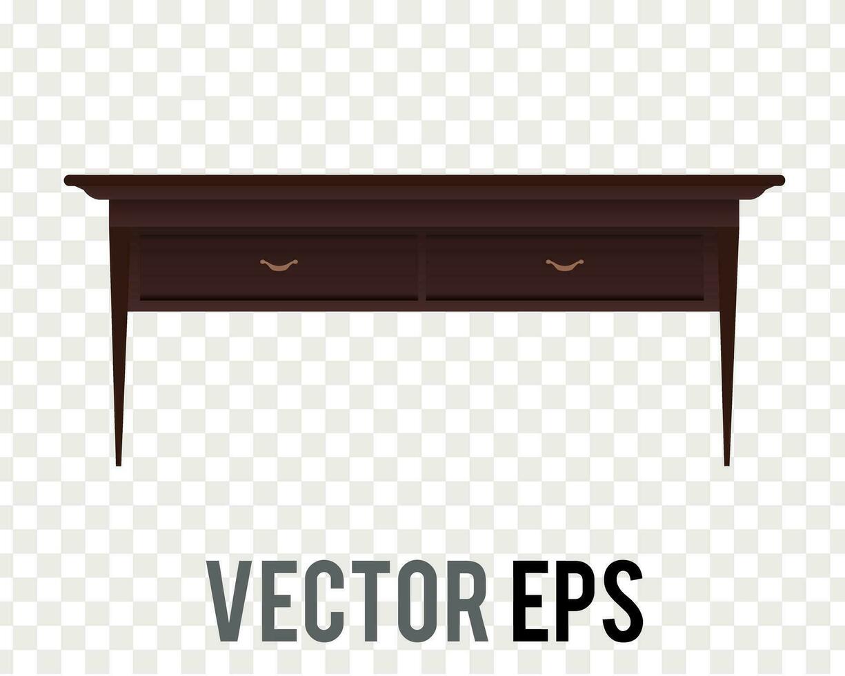 Brown business working table 60s 70s retro style home interior design vector