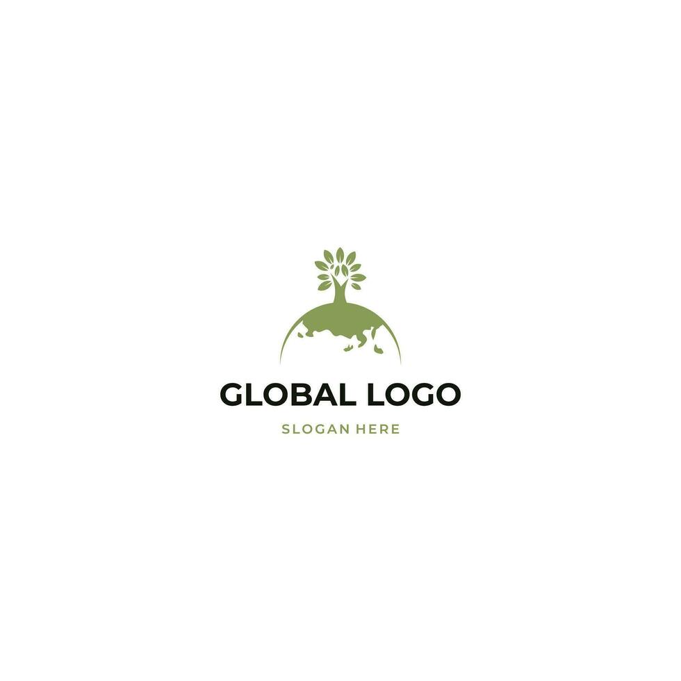 global green leaf logo design nature concept vector