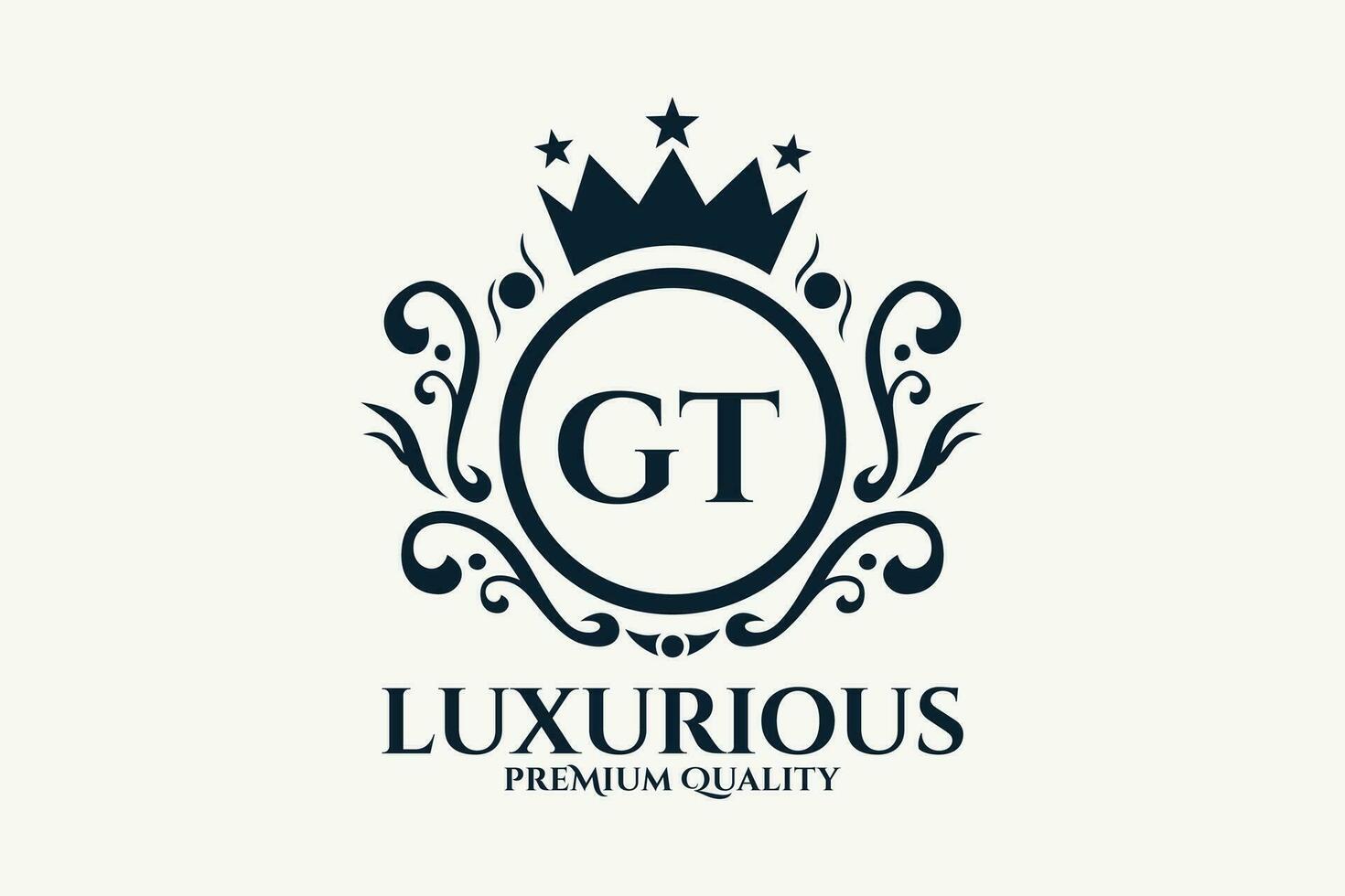 Initial  Letter GT Royal Luxury Logo template in vector art for luxurious branding  vector illustration.