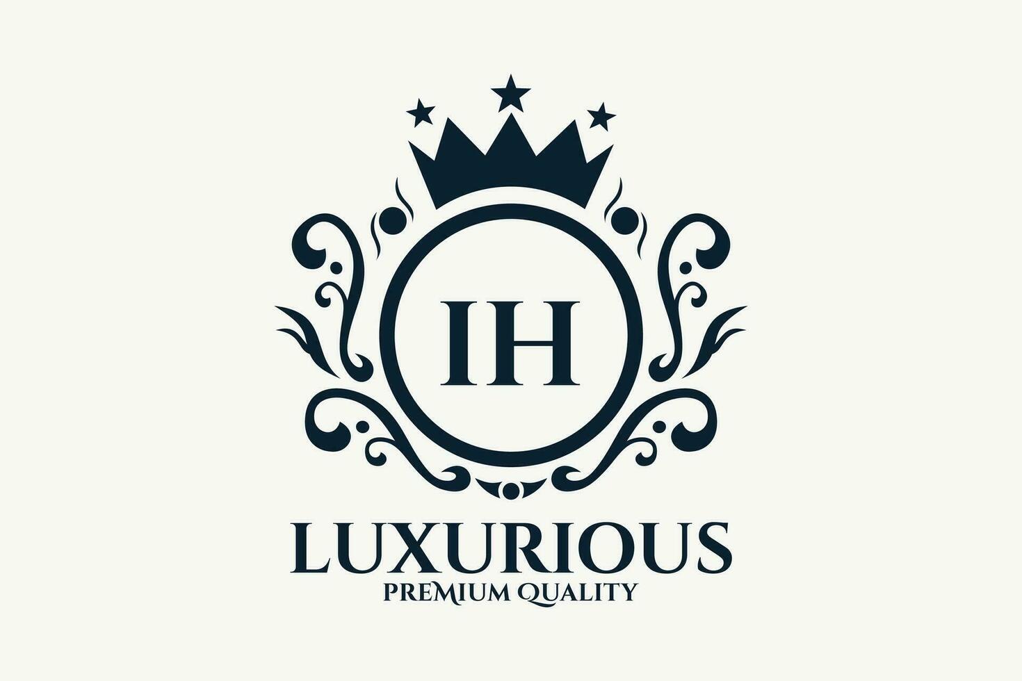 Initial  Letter IH Royal Luxury Logo template in vector art for luxurious branding  vector illustration.