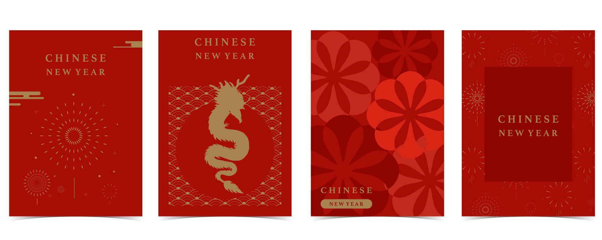 Chinese New Year background with lantern,dragon.Editable vector illustration for postcard,a4 size