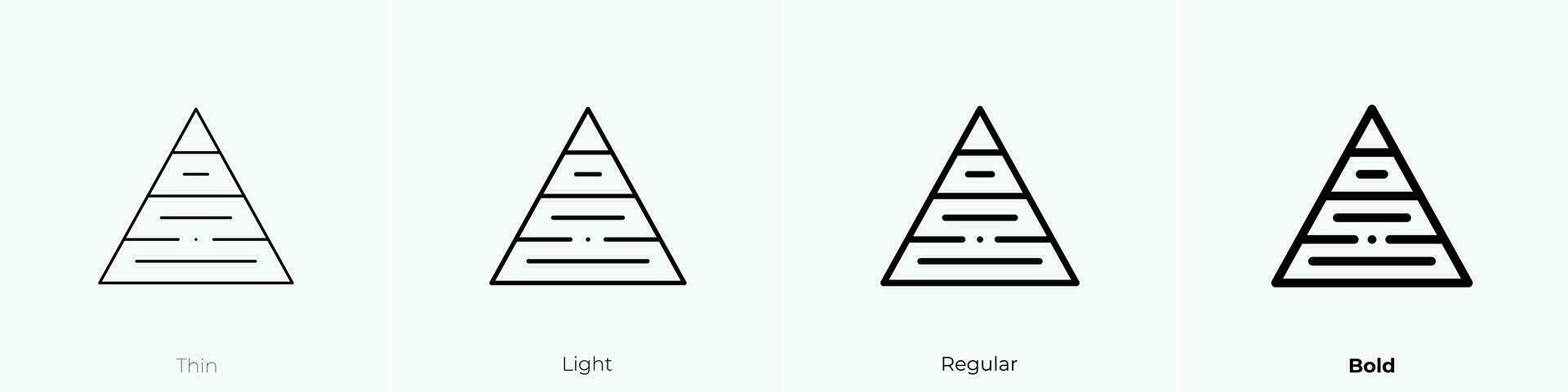 pyramid chart icon. Thin, Light, Regular And Bold style design isolated on white background vector