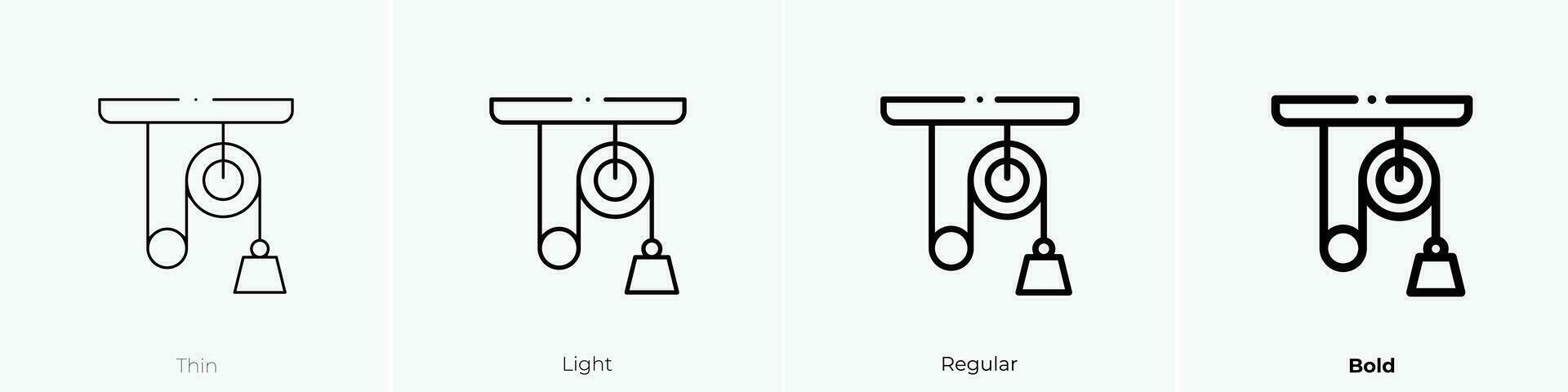 pulley icon. Thin, Light, Regular And Bold style design isolated on white background vector
