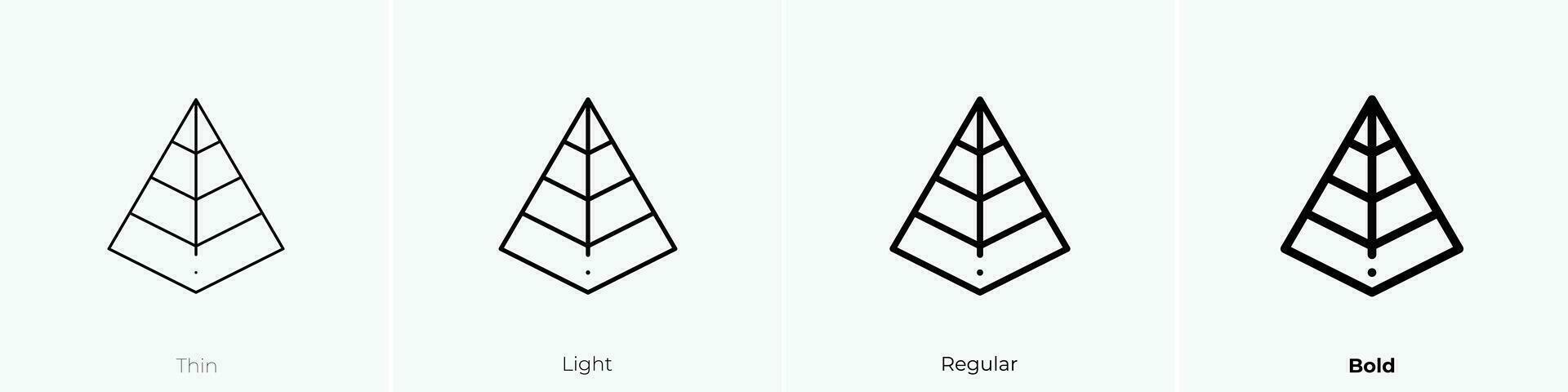 pirámide gráfico icono. delgado, luz, regular y negrita estilo diseño aislado en blanco antecedentes vector
