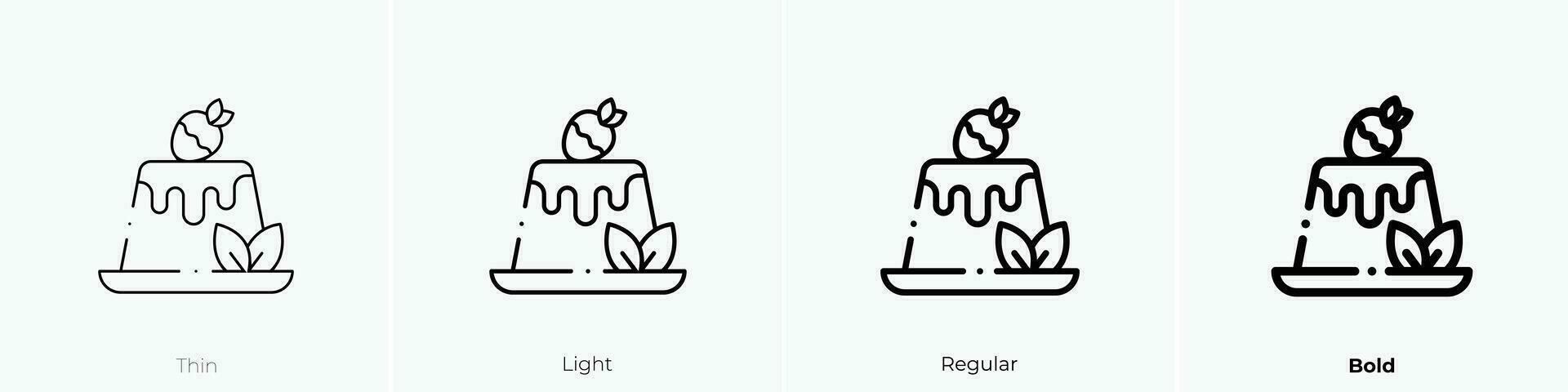 pudding icon. Thin, Light, Regular And Bold style design isolated on white background vector