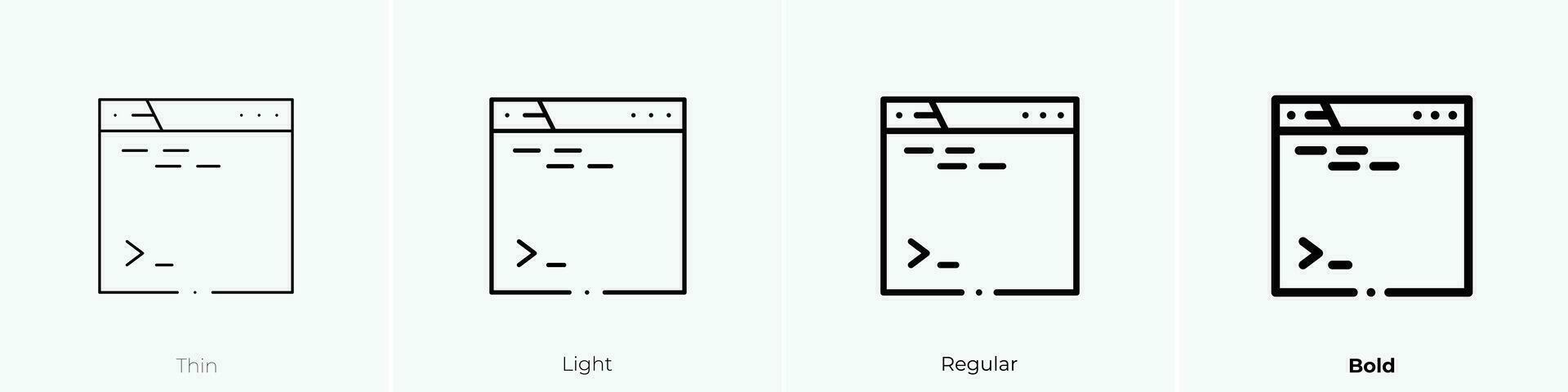 programación icono. delgado, luz, regular y negrita estilo diseño aislado en blanco antecedentes vector