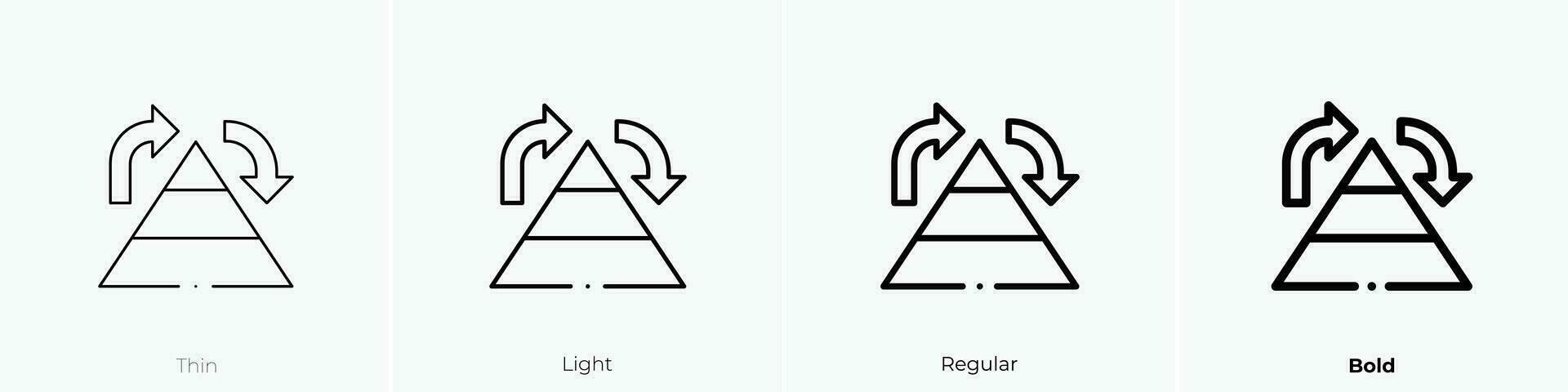 pirámide gráfico icono. delgado, luz, regular y negrita estilo diseño aislado en blanco antecedentes vector