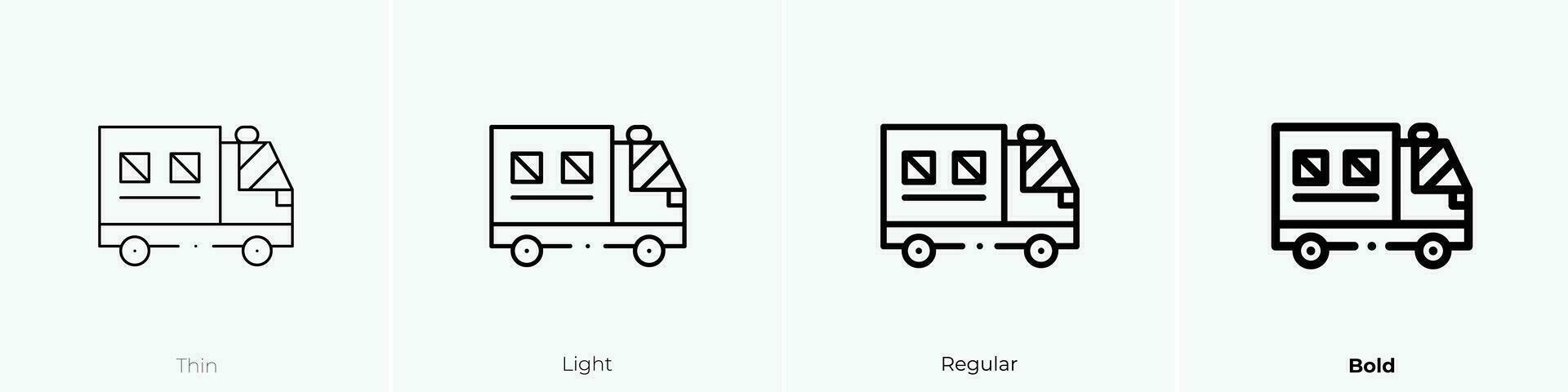 prison bus icon. Thin, Light, Regular And Bold style design isolated on white background vector