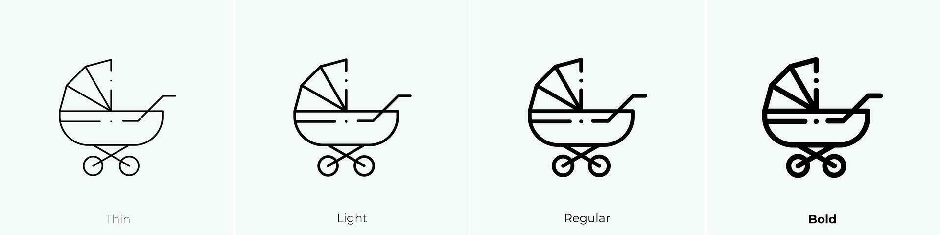 pushchair icon. Thin, Light, Regular And Bold style design isolated on white background vector