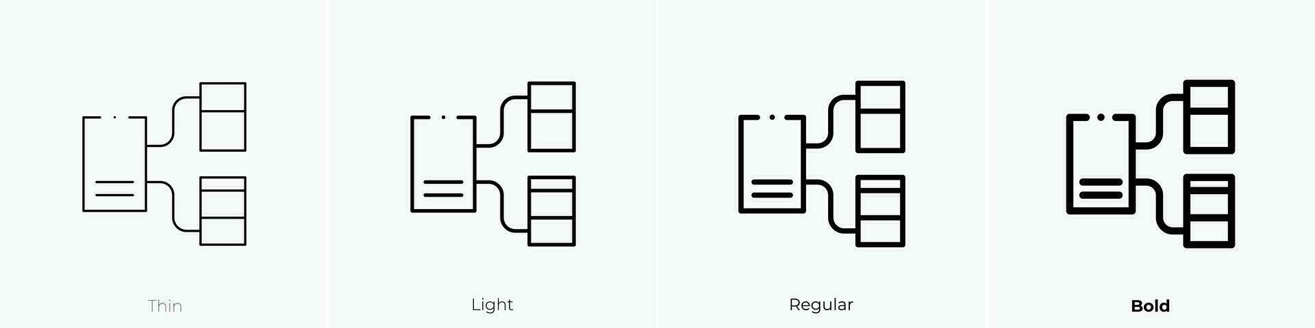 prototipos icono. delgado, luz, regular y negrita estilo diseño aislado en blanco antecedentes vector