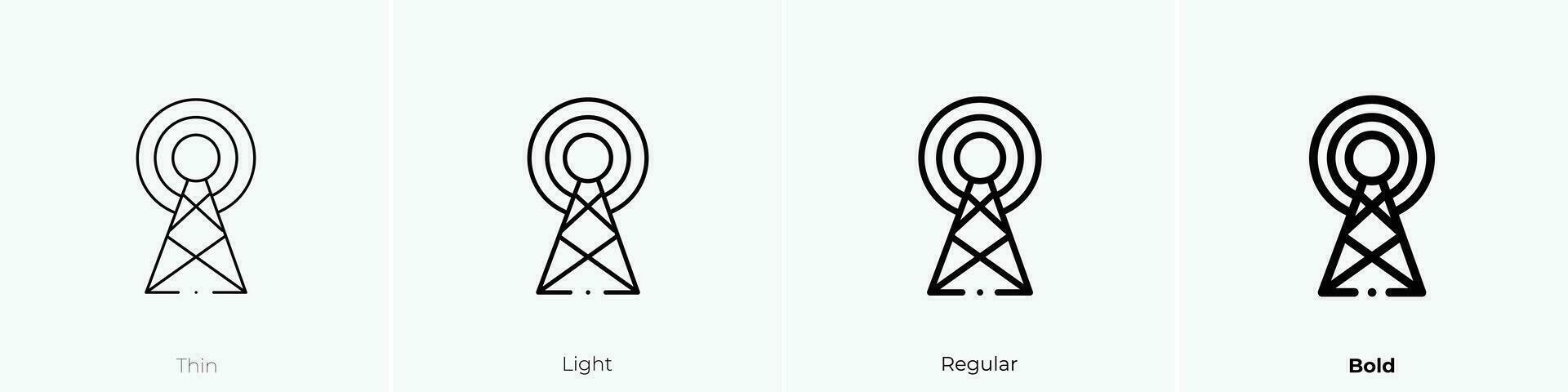 radio antenna icon. Thin, Light, Regular And Bold style design isolated on white background vector