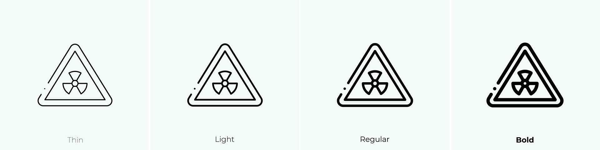 radiation sign icon. Thin, Light, Regular And Bold style design isolated on white background vector