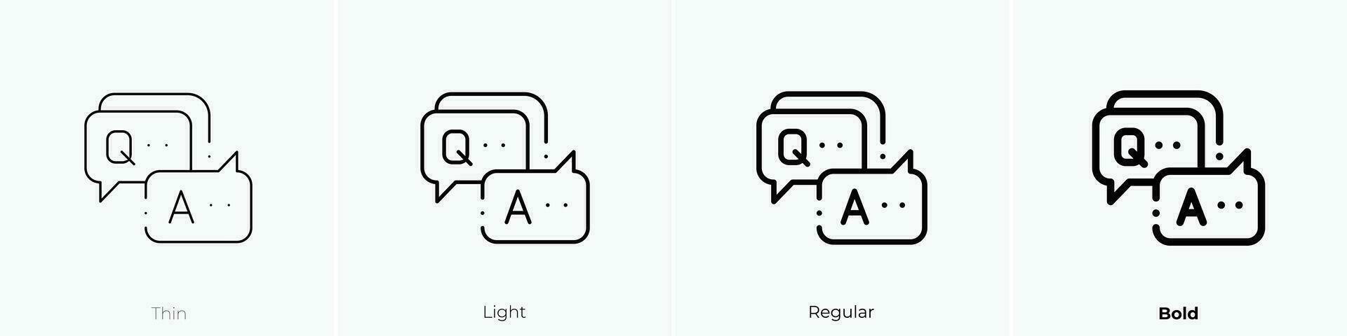 question icon. Thin, Light, Regular And Bold style design isolated on white background vector