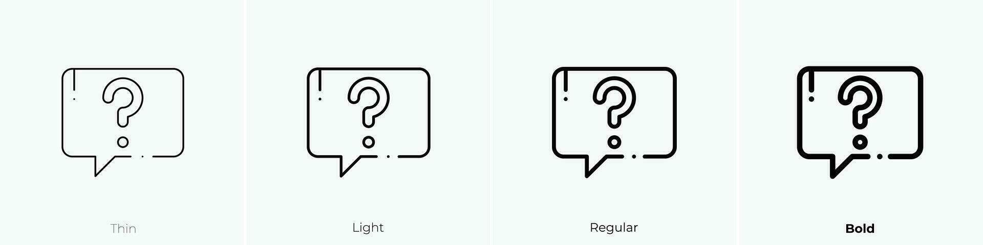 pregunta icono. delgado, luz, regular y negrita estilo diseño aislado en blanco antecedentes vector