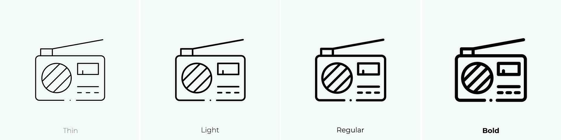 radio icon. Thin, Light, Regular And Bold style design isolated on white background vector