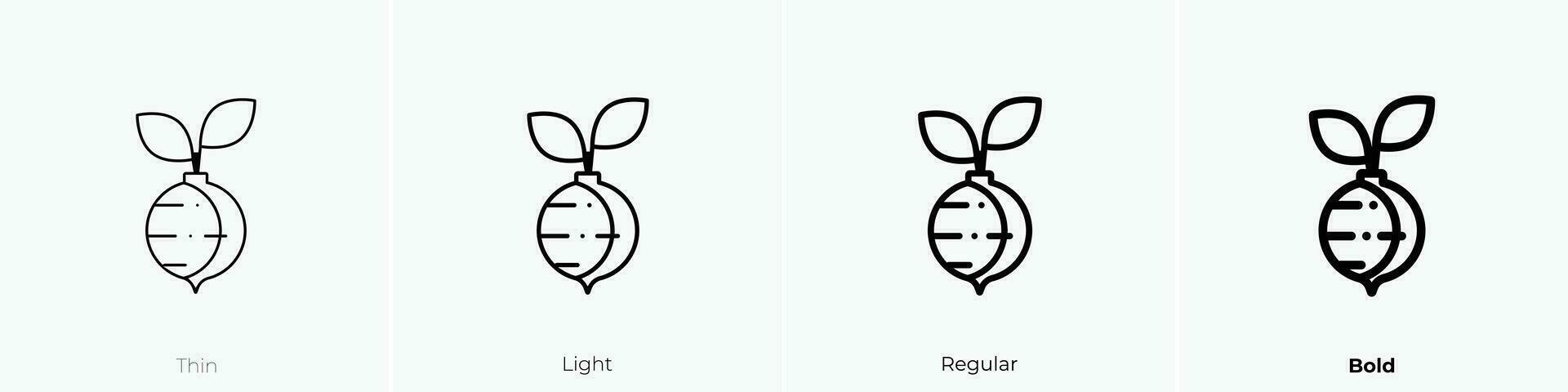 radish icon. Thin, Light, Regular And Bold style design isolated on white background vector