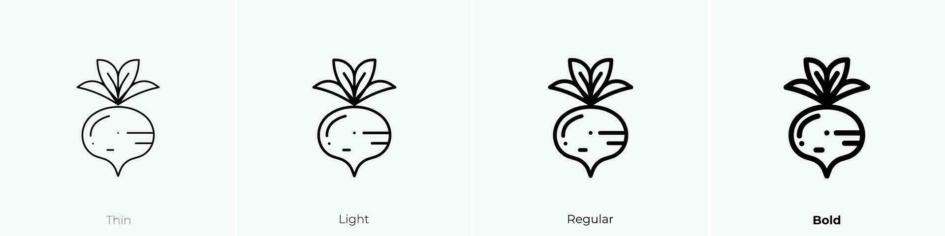radishes icon. Thin, Light, Regular And Bold style design isolated on white background vector