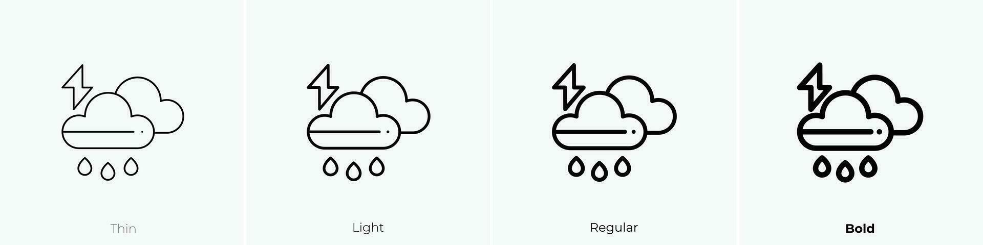 lluvia icono. delgado, luz, regular y negrita estilo diseño aislado en blanco antecedentes vector