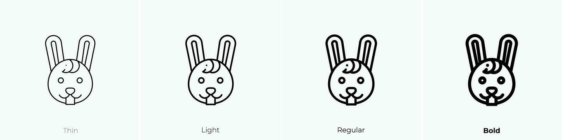 rabbit icon. Thin, Light, Regular And Bold style design isolated on white background vector