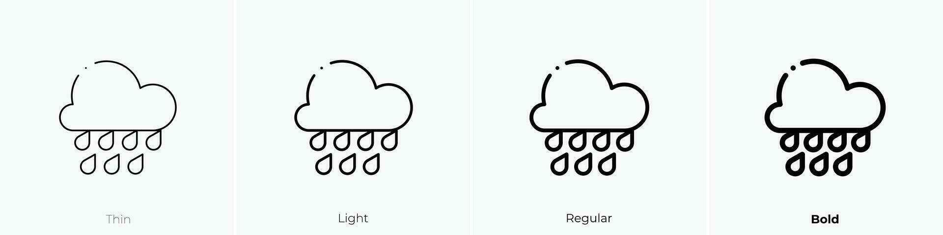 rain icon. Thin, Light, Regular And Bold style design isolated on white background vector