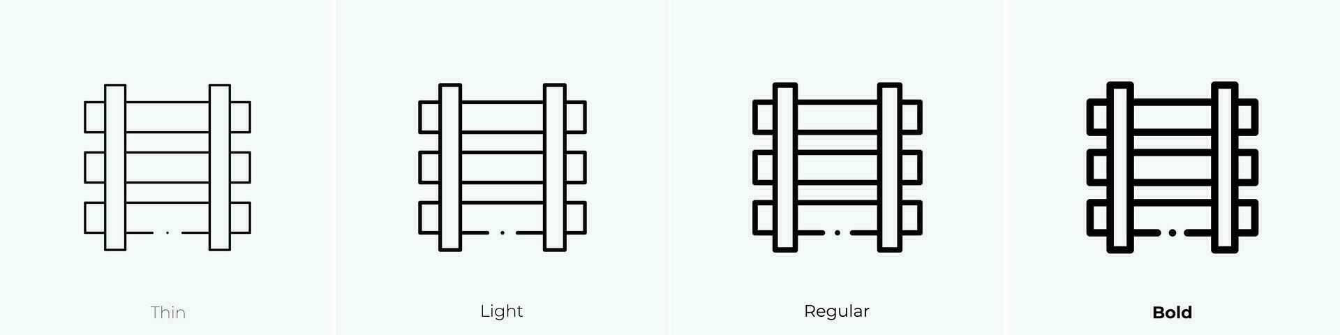 rail icon. Thin, Light, Regular And Bold style design isolated on white background vector