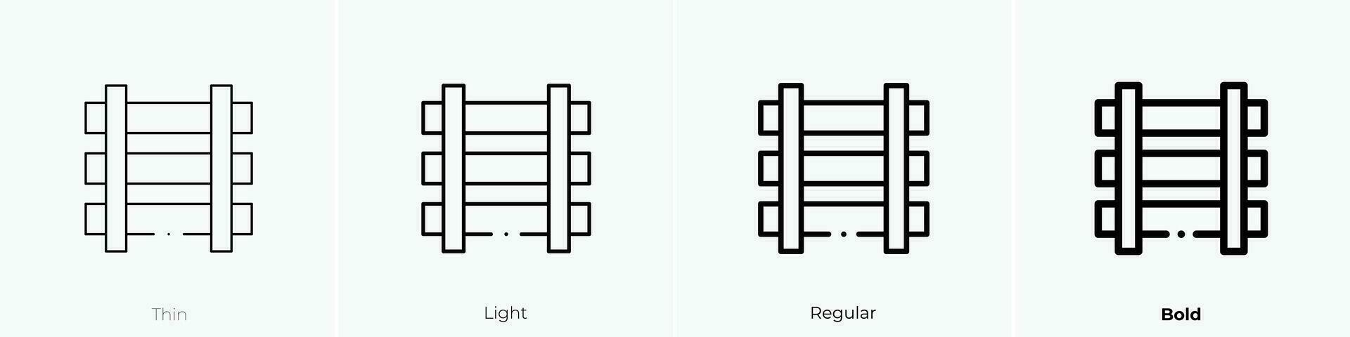 rail icon. Thin, Light, Regular And Bold style design isolated on white background vector