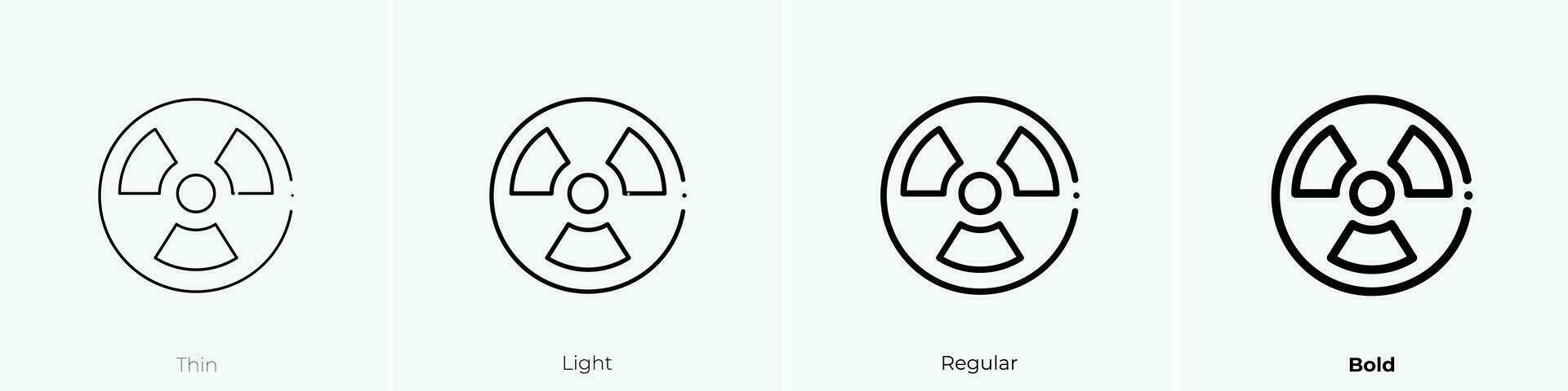 radioactivo icono. delgado, luz, regular y negrita estilo diseño aislado en blanco antecedentes vector