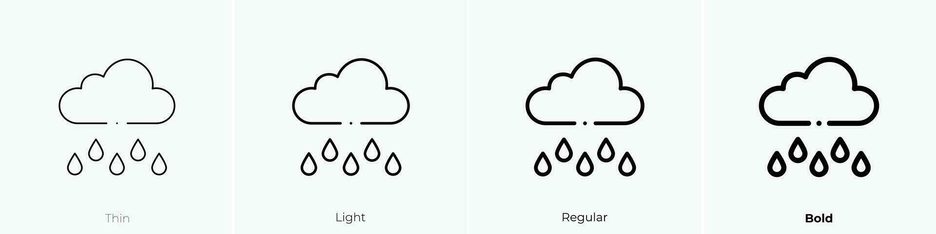 raining icon. Thin, Light, Regular And Bold style design isolated on white background vector