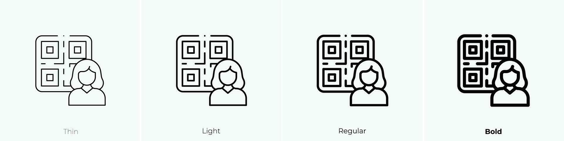 qr code icon. Thin, Light, Regular And Bold style design isolated on white background vector