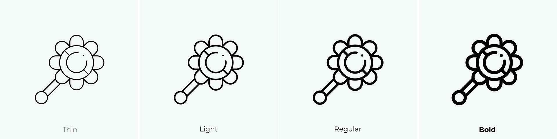rattle icon. Thin, Light, Regular And Bold style design isolated on white background vector