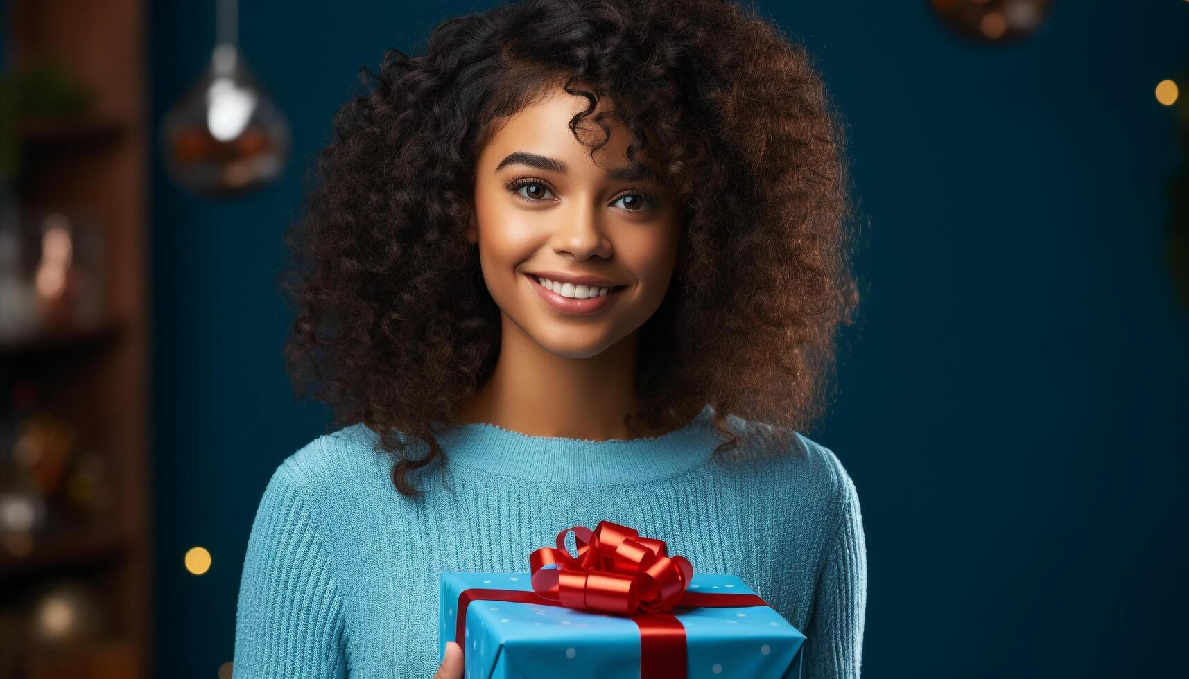 AI generated Shiny gold ornament glows, illuminating festive Christmas tree decor generated by AI photo