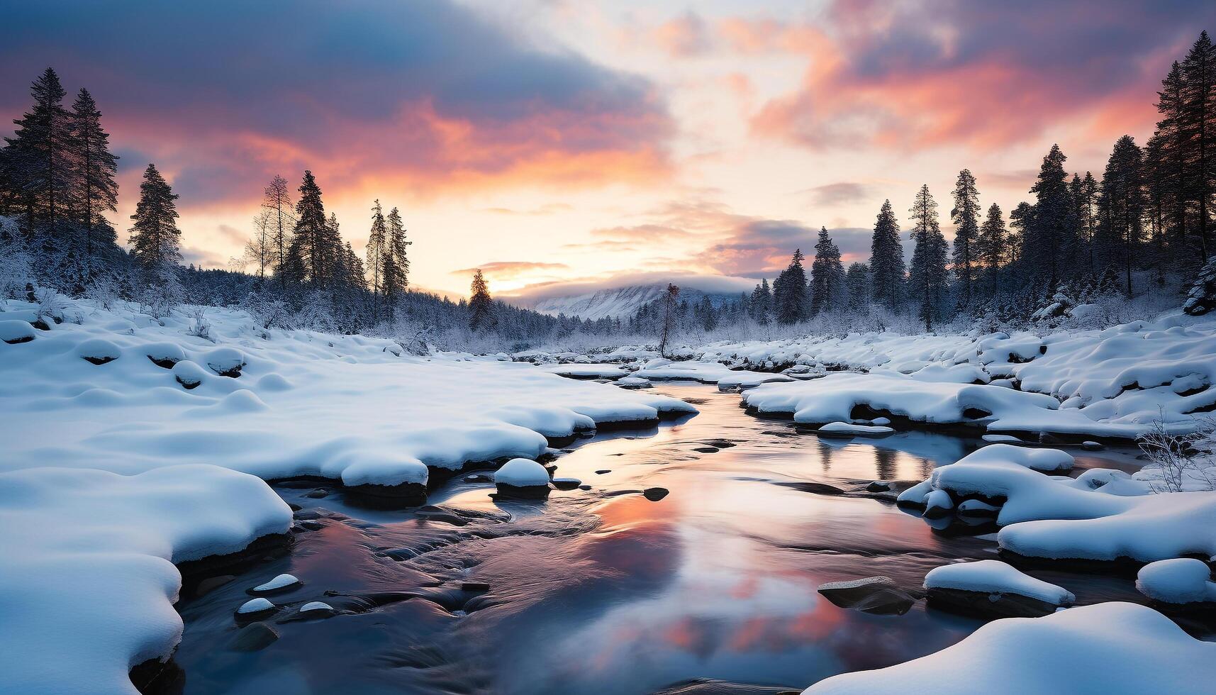 AI generated Smiling man in winter, celebrating with snow, gift, and joy generated by AI photo