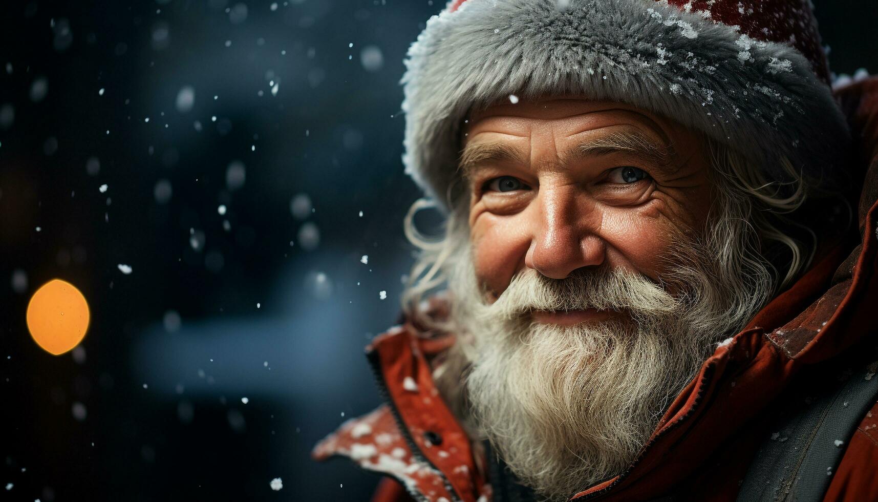 AI generated Smiling man in winter, celebrating with snow, gift, and joy generated by AI photo