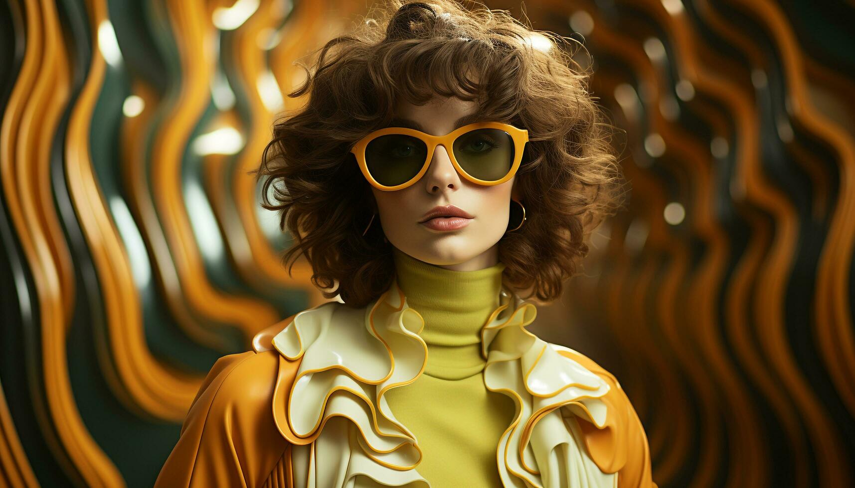 AI generated Beautiful woman in sunglasses exudes elegance and glamour in fashion generated by AI photo