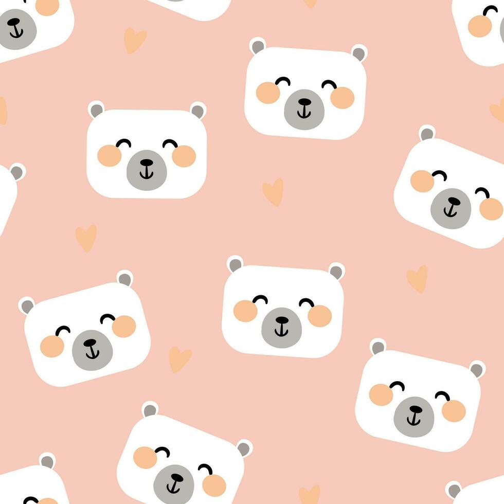 sin costura blanco osito de peluche oso patrón, rosado antecedentes linda fondo de pantalla para regalo envase papel, textil, vistoso vector para niños, plano estilo