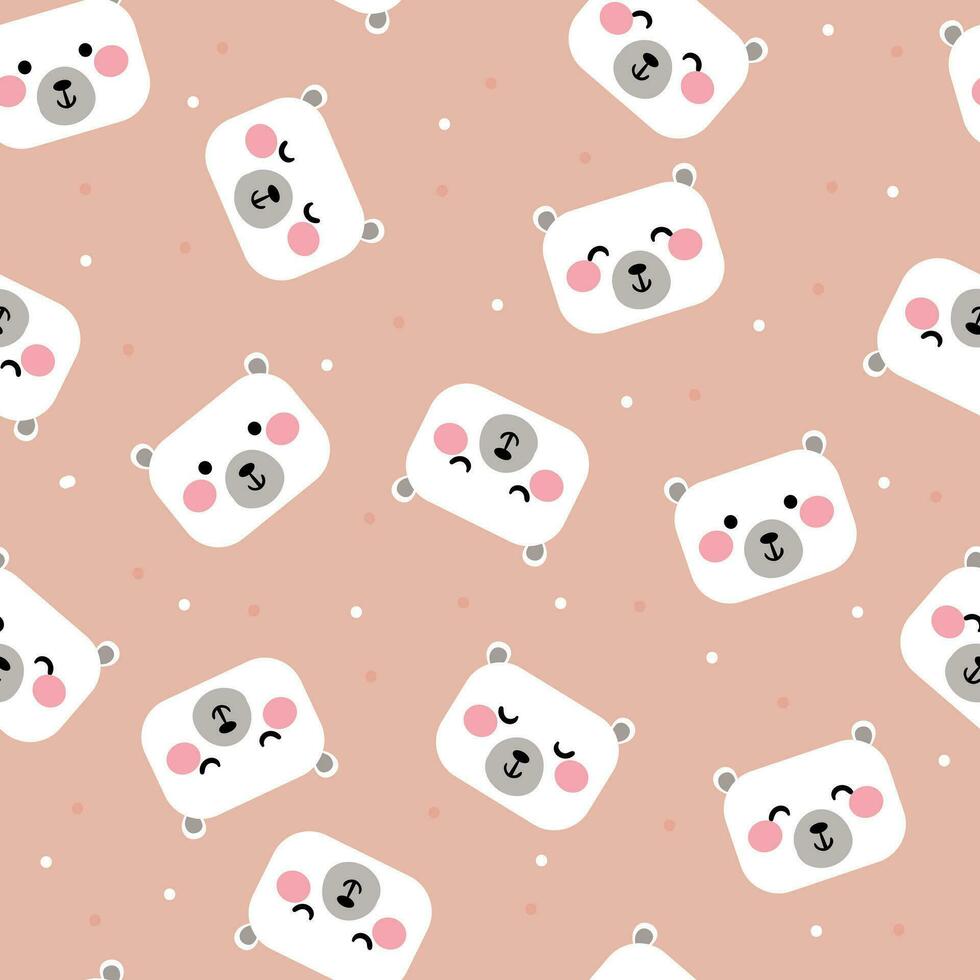 Seamless white teddy bear pattern, pink background cute wallpaper for gift wrapping paper, textile, colorful vector for kids, flat style