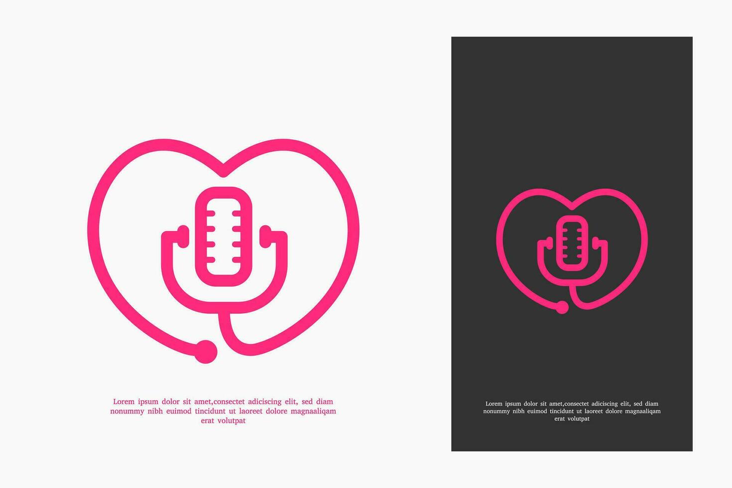 mono line love doctor podcast logo design vector