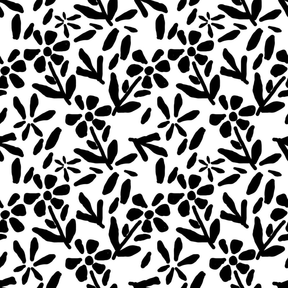 Seamless pattern with black floral. vector