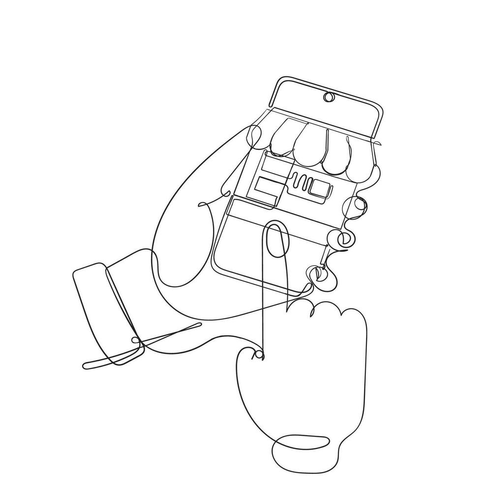 continuous line drawing mobile store illustration vector