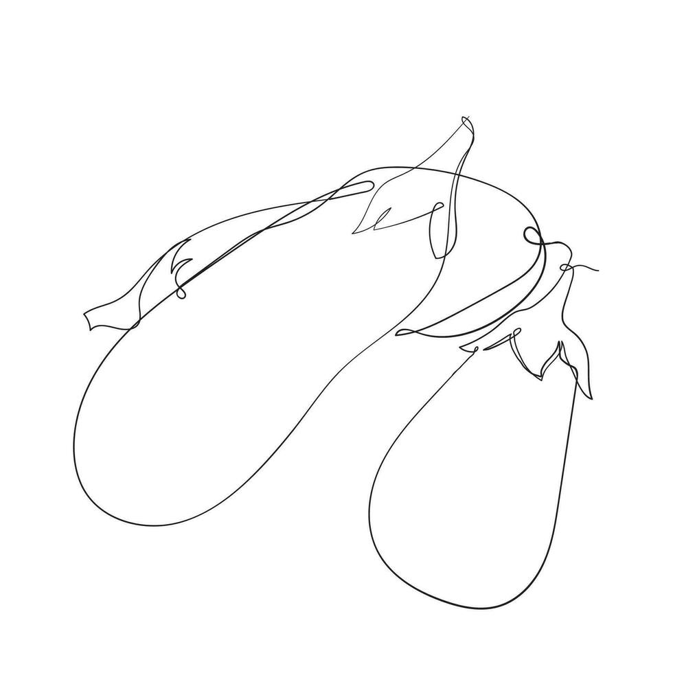 continuous line drawing eggplant illustration vector
