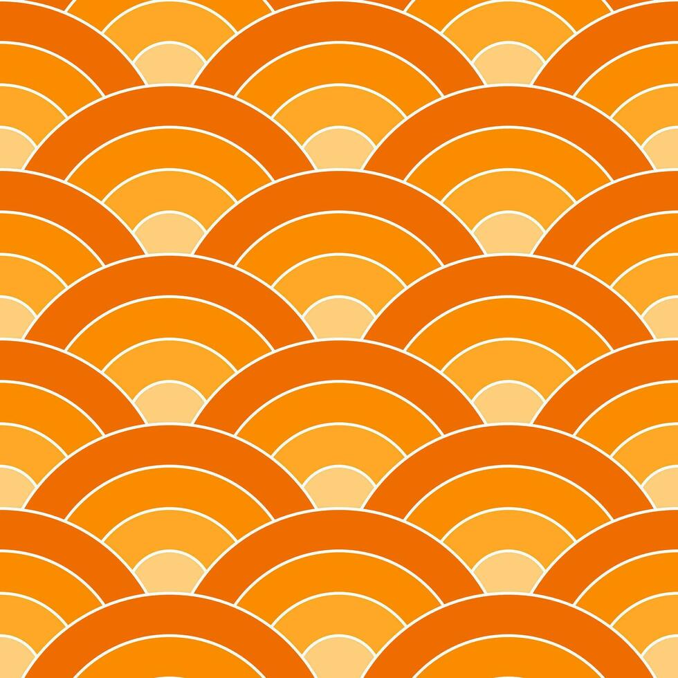 Orange shade of Japanese wave pattern background. Japanese seamless pattern vector. Waves background illustration. for clothing, wrapping paper, backdrop, background, gift card. vector