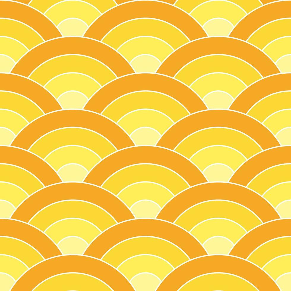 Yellow shade of Japanese wave pattern background. Japanese seamless pattern vector. Waves background illustration. for clothing, wrapping paper, backdrop, background, gift card. vector