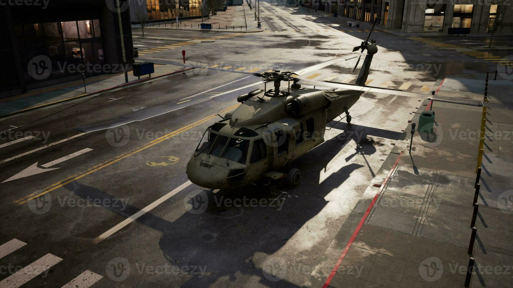 black war chopper in the city photo