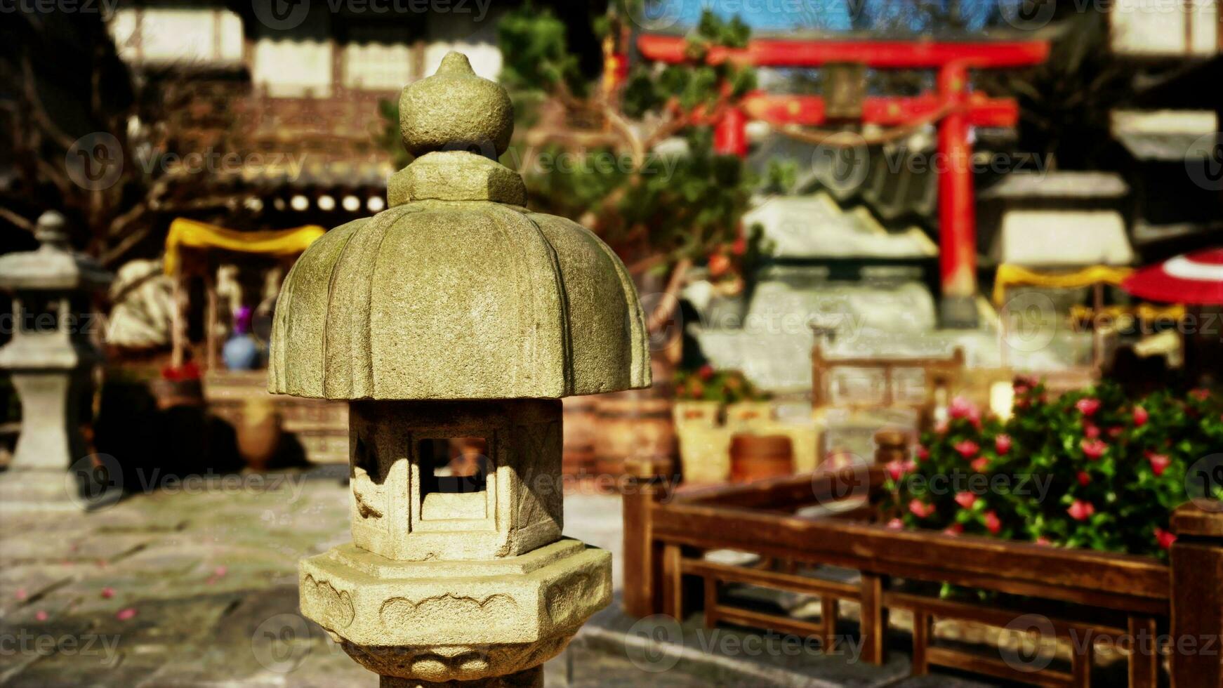 Beautifully lit Japanese temple clear weather photo