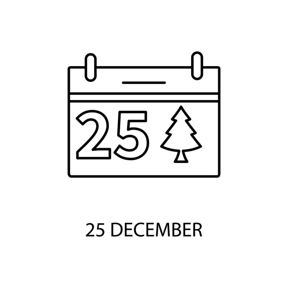 Navidad calendario 25 diciembre concepto línea icono. sencillo elemento ilustración. Navidad calendario 25 diciembre concepto contorno símbolo diseño. vector