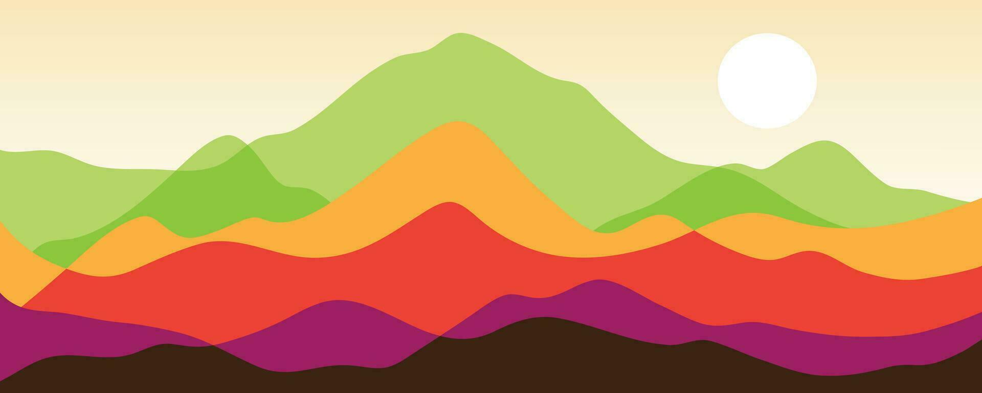 Mountain colors, translucent waves, sunset, abstract glass shapes, modern background, design vector illustration