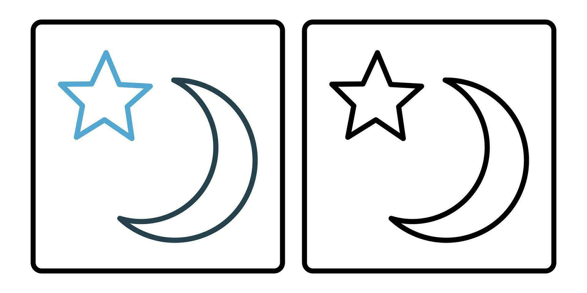crescent moon and star icon. line icon style. simple vector design editable