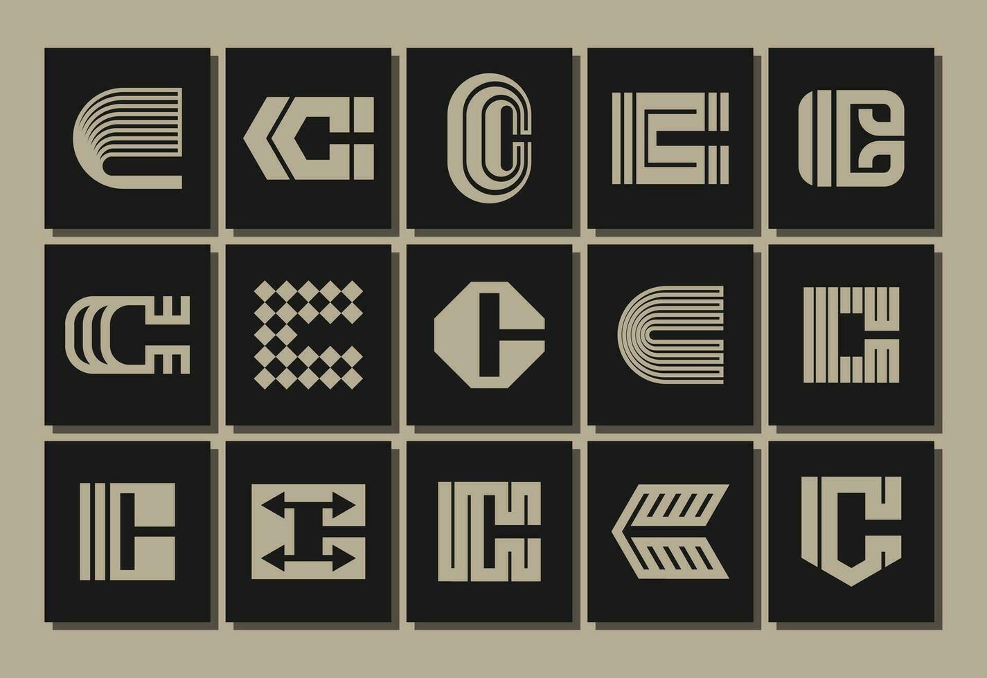 mezcla línea resumen letra C logo marca diseño conjunto vector