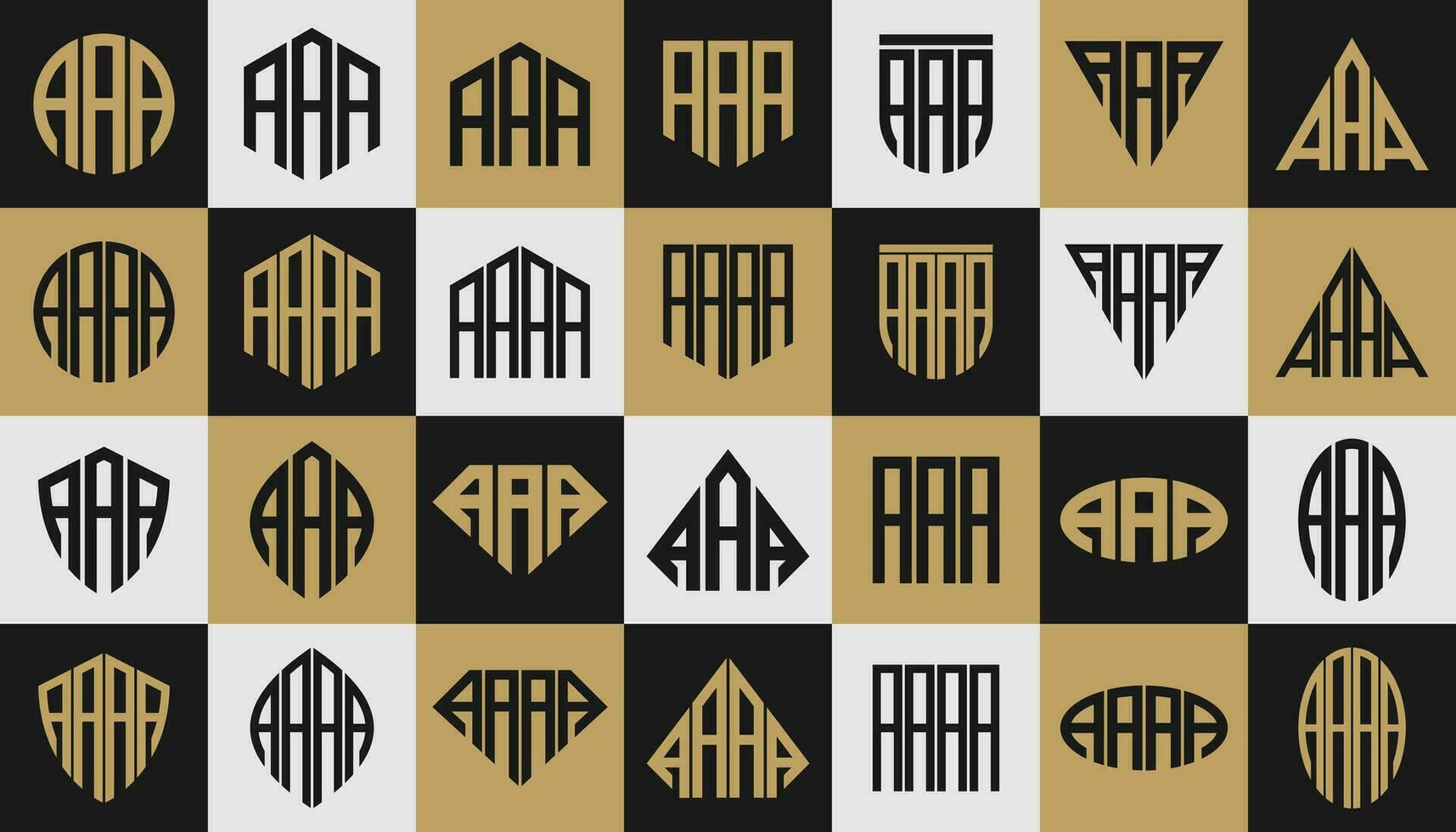 Set of abstract shape initial letter A AAA AAAA logo design vector